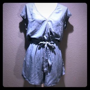 H&M light blue denim romper